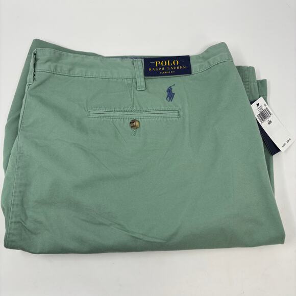 Polo Ralph Lauren 52B Faded Mint Green Classic Fit Chino Khaki Shorts NWT - Picture 1 of 6